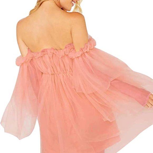 Off Shoulder Long Sleeve Mini Dress - Picture 2 of 4